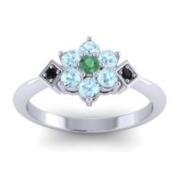 Emerald Fashion Ring In Palladium With Aquamarine And Black Onyx – Abja Simple Ring