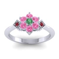 Emerald Fashion Ring In Palladium With Pink Tourmaline And Ruby – Abja Simple Ring