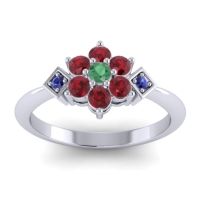 Emerald Fashion Ring In Platinum With Ruby And Blue Sapphire – Abja Simple Ring