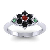 Garnet Fashion Ring In Palladium With Black Onyx And Emerald – Abja Simple Ring