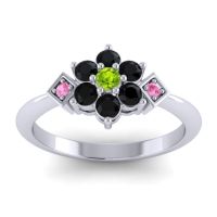 Peridot Fashion Ring In Palladium With Black Onyx And Pink Tourmaline – Abja Simple Ring