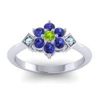 Peridot Fashion Ring In Platinum With Blue Sapphire And Aquamarine – Abja Simple Ring