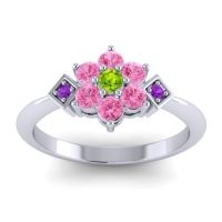 Peridot Fashion Ring In Palladium With Pink Tourmaline And Amethyst – Abja Simple Ring