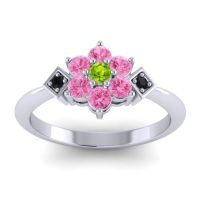 Peridot Fashion Ring In Palladium With Pink Tourmaline And Black Onyx – Abja Simple Ring