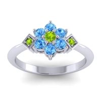 Peridot Fashion Ring In Palladium With Swiss Blue Topaz – Abja Simple Ring