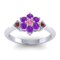 Pink Tourmaline Fashion Ring In Palladium With Amethyst And Garnet – Abja Simple Ring