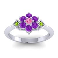 Pink Tourmaline Fashion Ring In Palladium With Amethyst And Peridot – Abja Simple Ring