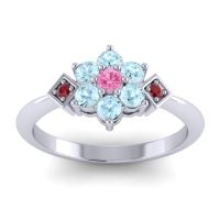 Pink Tourmaline Fashion Ring In Palladium With Aquamarine And Ruby – Abja Simple Ring