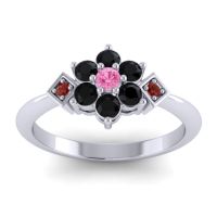 Pink Tourmaline Fashion Ring In Palladium With Black Onyx And Garnet – Abja Simple Ring