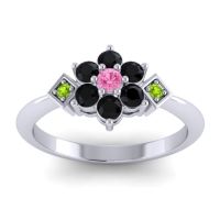 Pink Tourmaline Fashion Ring In Palladium With Black Onyx And Peridot – Abja Simple Ring
