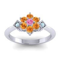 Pink Tourmaline Fashion Ring In Palladium With Citrine And Aquamarine – Abja Simple Ring