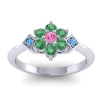Pink Tourmaline Fashion Ring In Palladium With Emerald And Swiss Blue Topaz – Abja Simple Ring
