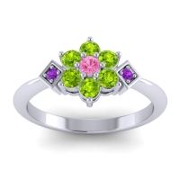 Pink Tourmaline Fashion Ring In Palladium With Peridot And Amethyst – Abja Simple Ring