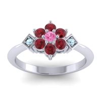 Pink Tourmaline Fashion Ring In Platinum With Ruby And Aquamarine – Abja Simple Ring