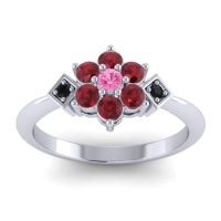 Pink Tourmaline Fashion Ring In Palladium With Ruby And Black Onyx – Abja Simple Ring