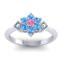 Pink Tourmaline Fashion Ring In Palladium With Swiss Blue Topaz And Aquamarine – Abja Simple Ring