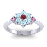 Ruby Fashion Ring In Palladium With Aquamarine And Pink Tourmaline – Abja Simple Ring