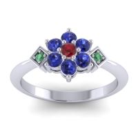 Ruby Fashion Ring In Platinum With Blue Sapphire And Emerald – Abja Simple Ring