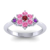 Ruby Fashion Ring In Platinum With Pink Tourmaline And Amethyst – Abja Simple Ring