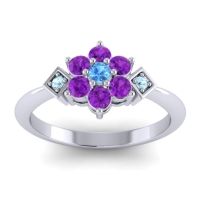 Swiss Blue Topaz Fashion Ring In Palladium With Amethyst And Aquamarine – Abja Simple Ring