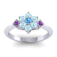 Swiss Blue Topaz Fashion Ring In Palladium With Aquamarine And Amethyst – Abja Simple Ring