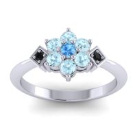 Swiss Blue Topaz Fashion Ring In Palladium With Aquamarine And Black Onyx – Abja Simple Ring