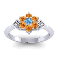 Swiss Blue Topaz Fashion Ring In Palladium With Citrine And Lab Diamond – Abja Simple Ring