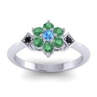 Swiss Blue Topaz Fashion Ring In 18k White Gold With Emerald And Black Onyx – Abja Simple Ring