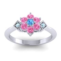 Swiss Blue Topaz Fashion Ring In Palladium With Pink Tourmaline And Aquamarine – Abja Simple Ring