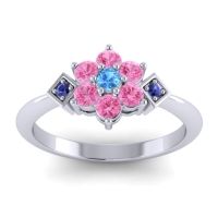 Swiss Blue Topaz Fashion Ring In Platinum With Pink Tourmaline And Blue Sapphire – Abja Simple Ring