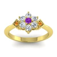 Amethyst Fashion Ring In 14k Yellow Gold With Diamond And Citrine – Abja Simple Ring