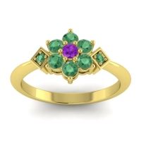 Amethyst Fashion Ring In 14k Yellow Gold With Emerald – Abja Simple Ring