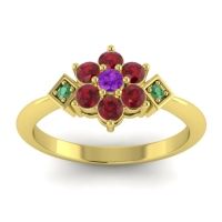 Amethyst Fashion Ring In 18k Yellow Gold With Ruby And Emerald – Abja Simple Ring