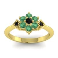 Black Onyx Fashion Ring In 18k Yellow Gold With Emerald – Abja Simple Ring