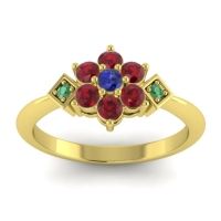 Blue Sapphire Fashion Ring In 18k Yellow Gold With Ruby And Emerald – Abja Simple Ring