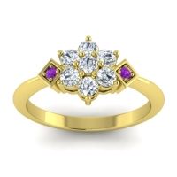 Diamond Fashion Ring In 14k Yellow Gold With Amethyst – Abja Simple Ring
