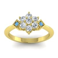 Lab Diamond Fashion Ring In 14k Yellow Gold With Diamond And Swiss Blue Topaz – Abja Simple Ring