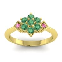 Emerald Fashion Ring In 14k Yellow Gold With Pink Tourmaline – Abja Simple Ring