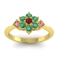 Garnet Fashion Ring In 18k Yellow Gold With Emerald And Pink Tourmaline – Abja Simple Ring