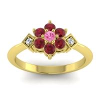 Pink Tourmaline Fashion Ring In 18k Yellow Gold With Ruby And Diamond – Abja Simple Ring