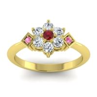 Ruby Fashion Ring In 14k Yellow Gold With Diamond And Pink Tourmaline – Abja Simple Ring