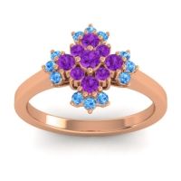 Amethyst Fashion Ring In 18K Rose Gold With Swiss Blue Topaz – Kakara Simple Ring