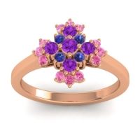 Amethyst Fashion Ring In 18K Rose Gold With Blue Sapphire And Pink Tourmaline – Kakara Simple Ring