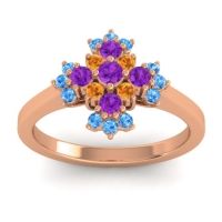 Amethyst Fashion Ring In 18K Rose Gold With Citrine And Swiss Blue Topaz – Kakara Simple Ring