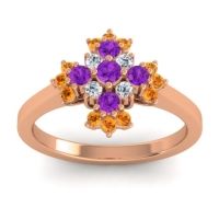 Amethyst Fashion Ring In 18K Rose Gold With Diamond And Citrine – Kakara Simple Ring
