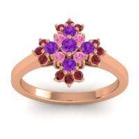 Amethyst Fashion Ring In 18K Rose Gold With Pink Tourmaline And Ruby – Kakara Simple Ring