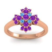 Amethyst Fashion Ring In 18K Rose Gold With Swiss Blue Topaz – Kakara Simple Ring
