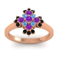 Amethyst Fashion Ring In 18K Rose Gold With Swiss Blue Topaz And Black Onyx – Kakara Simple Ring