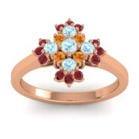 Aquamarine Fashion Ring In 18K Rose Gold With Citrine And Ruby – Kakara Simple Ring