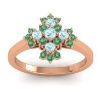 Aquamarine Fashion Ring In 14K Rose Gold With Emerald – Kakara Simple Ring